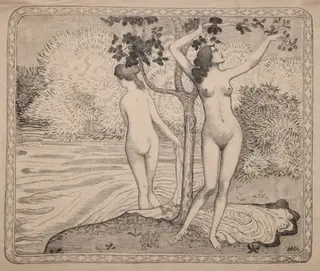 Two Bathers under a Tree at the Water's Edge, by Aristide Maillol, 1895