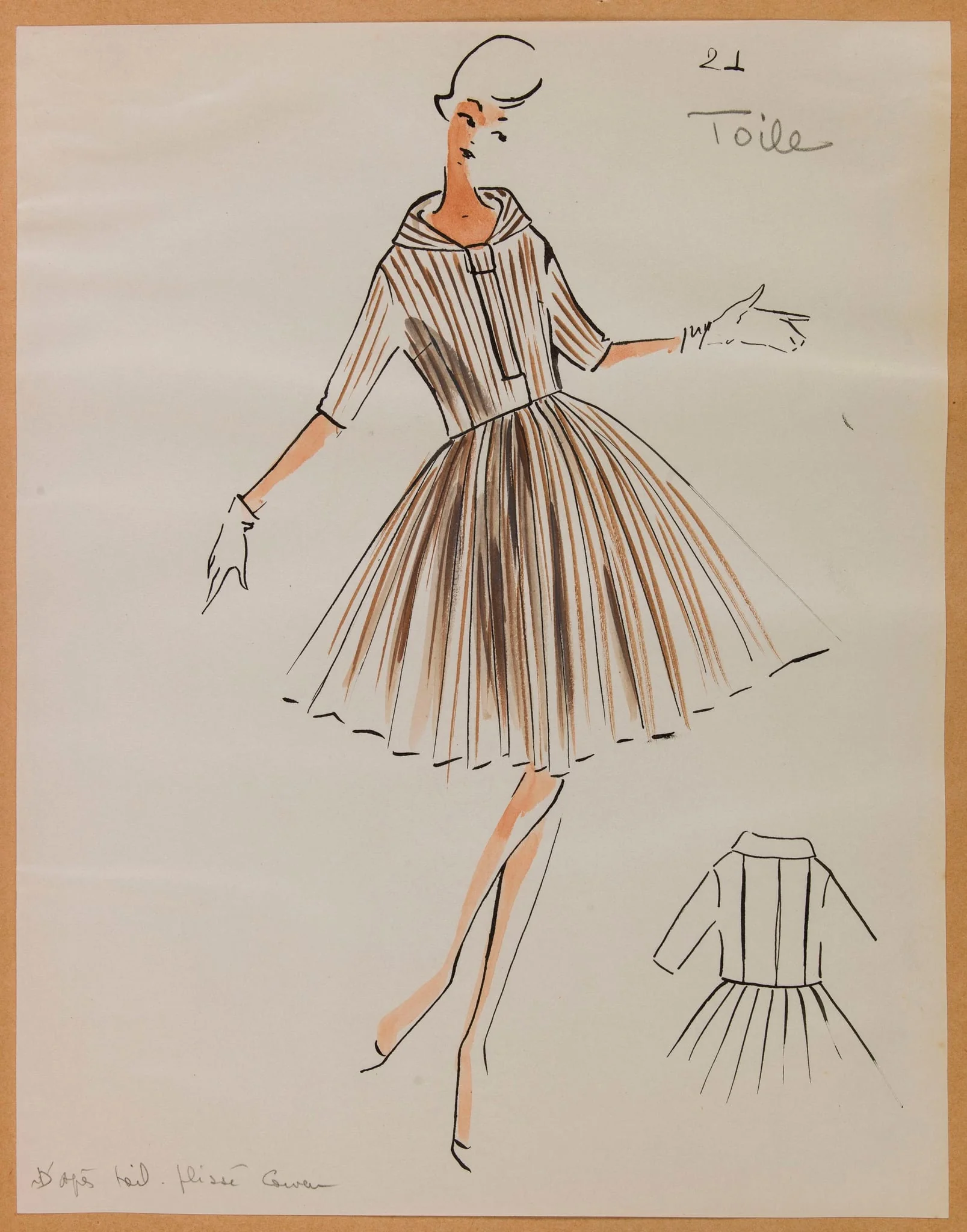 Tailleur à jupe plissée, detail