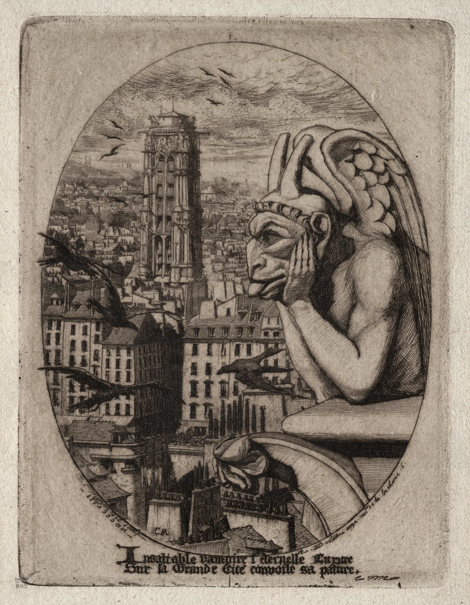 Etchings of Paris: The Gargoyle, detail