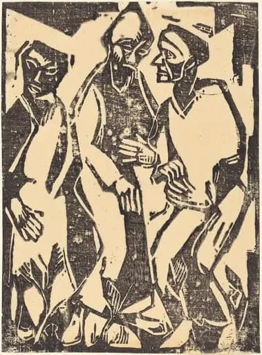 Deliberation (Beratung), by Christian Rohlfs, ink, 1913