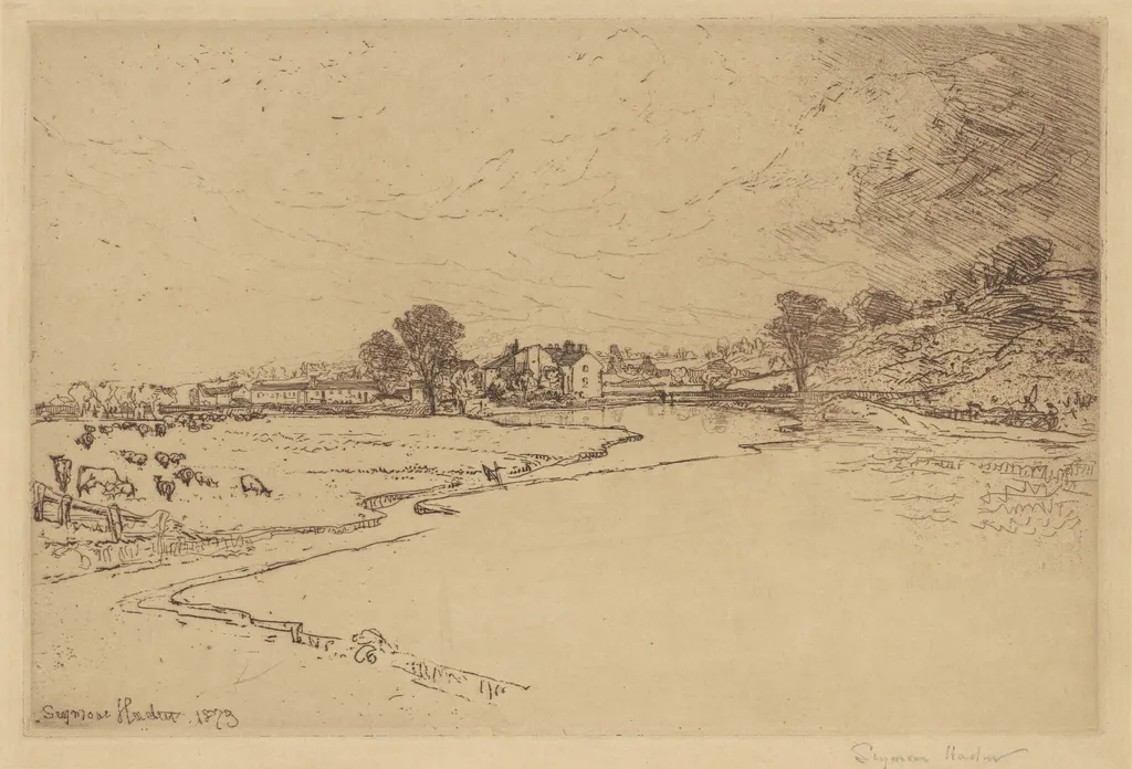 Sawley Abbey, by Francis Seymour Haden, ink, 1873