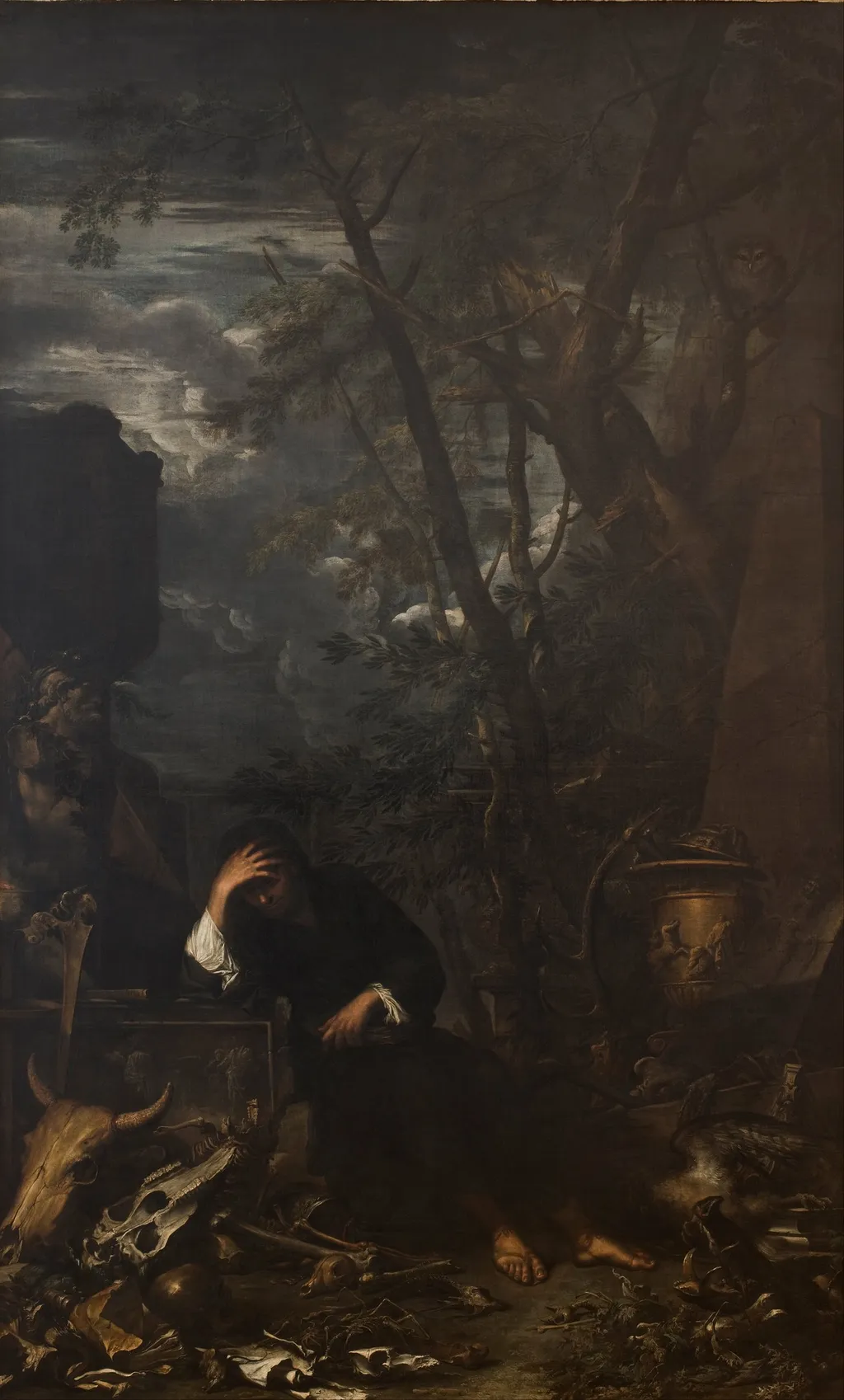 Democritus in Meditation, by Salvator Rosa, oil, 1650