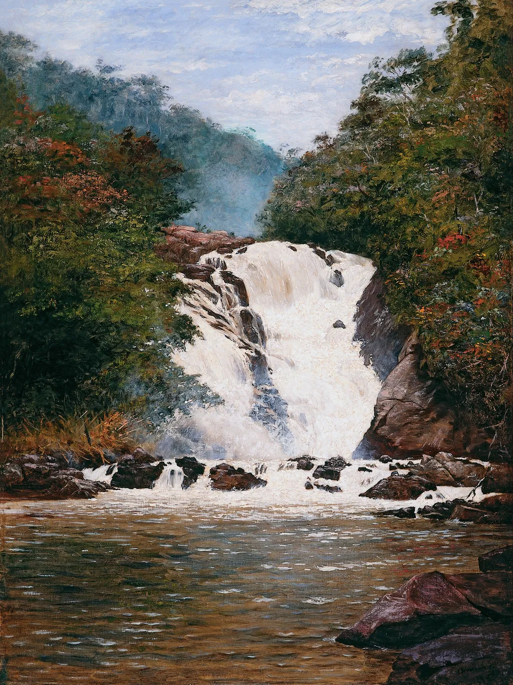 Votorantim Waterfall, by José Ferraz de Almeida Júnior, oil, 1897