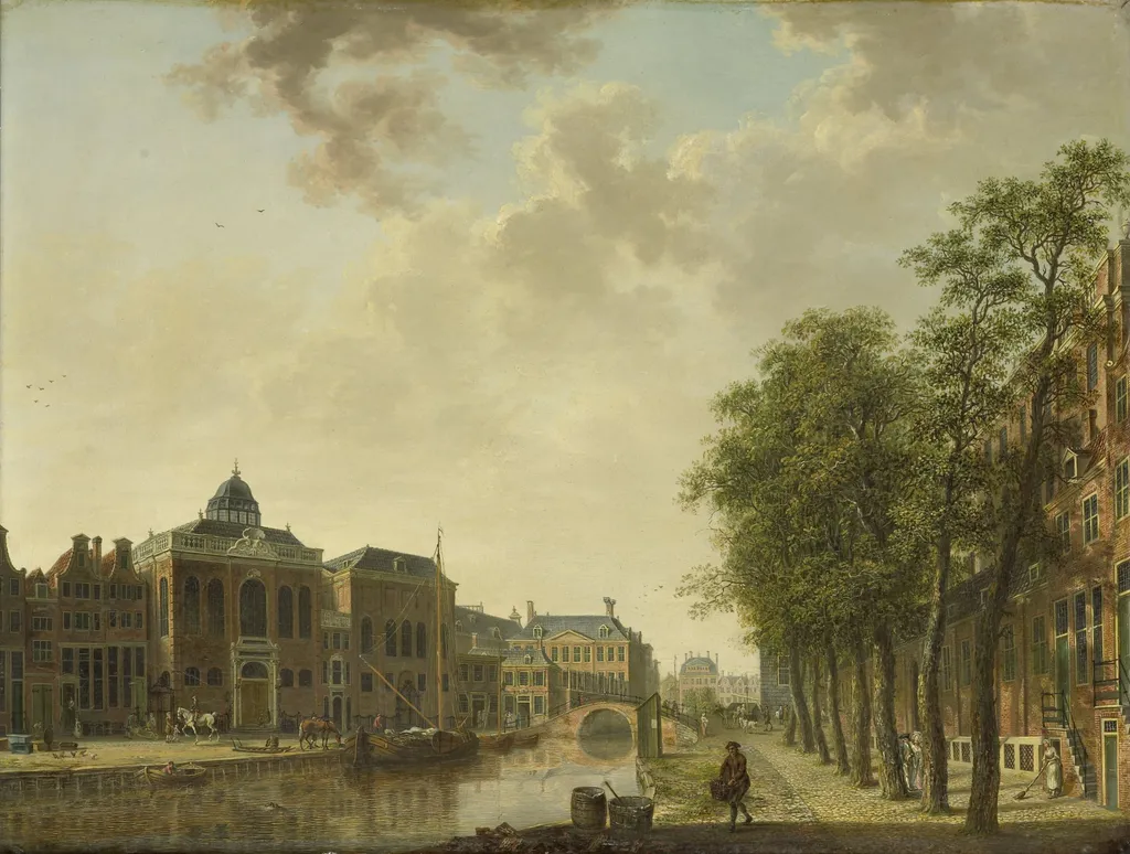 View of the Houtmarkt in Amsterdam, by Hendrik Keun, oil, 1773