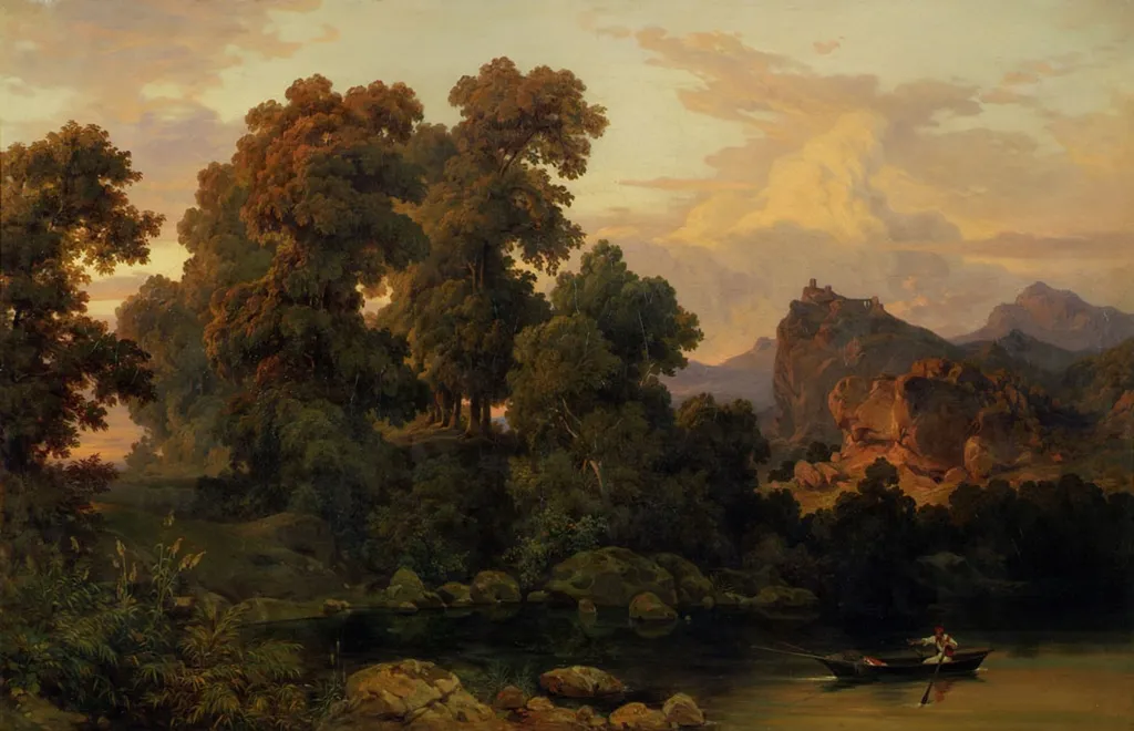 Italienische Landschaft, by Salomon Corrodi, oil, 1860