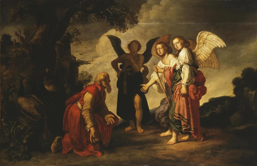 Abraham and the Three Angels, by Pieter Lastman, oil, 1623