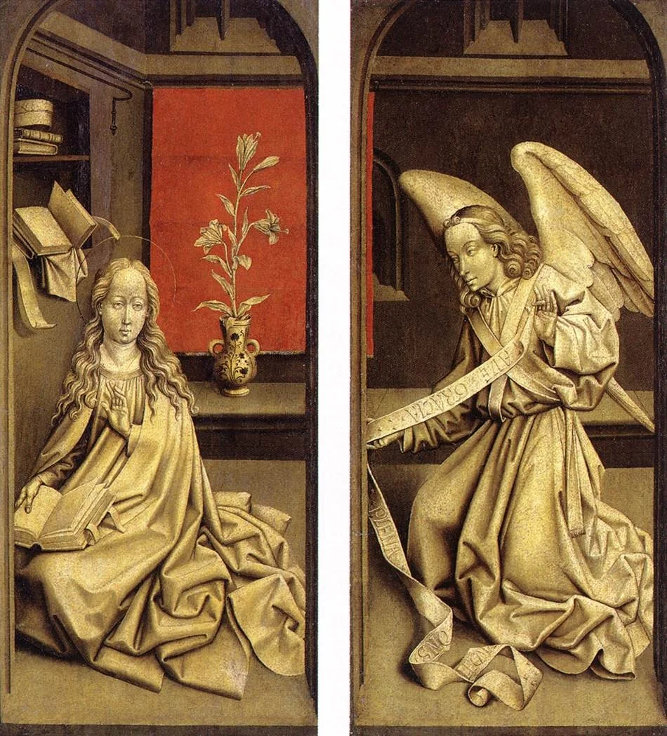 Bladelin Triptych Annunciation (exterior, closed), detail