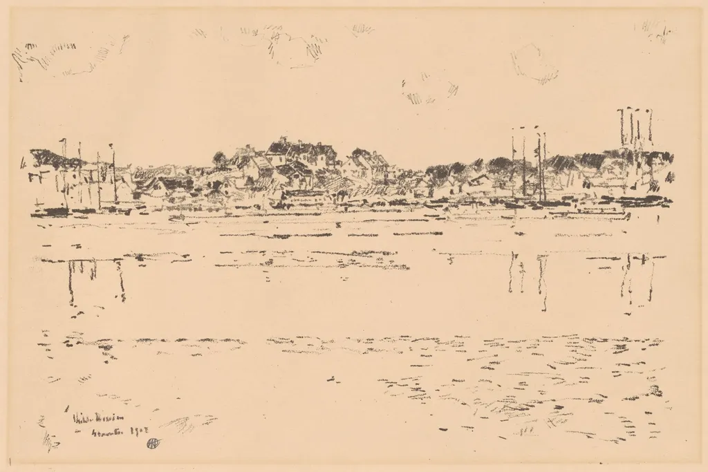 Inner Harbor, by Childe Hassam, ink, 1918