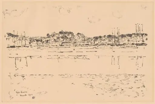 Inner Harbor, by Childe Hassam, ink, 1918