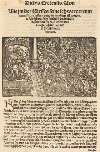 Page from Troianischen Kreig - Ausberg, by Weiditz, II, Hans, ink, 1536