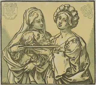Herodias and Salome, by Bartolomeo Coriolano, ink, 1631