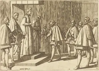 Italian Prince before Margaret of Austria, by Antonio Tempesta, ink, 1612