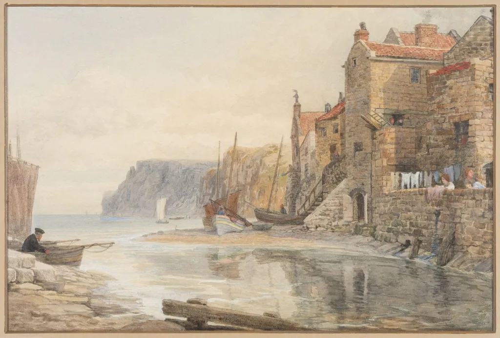 Staithes, Yorkshire, by Charles Claude Pyne, watercolor, 1868