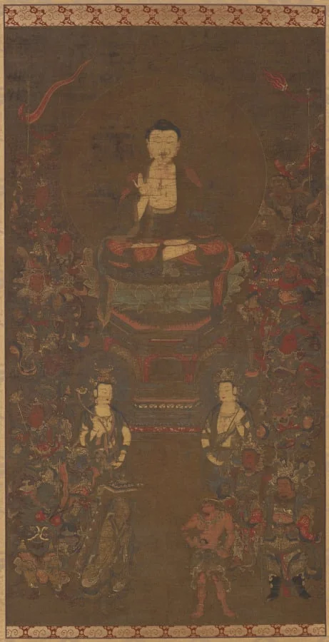 Shakyamuni with the Sixteen Benevolent Deities, detail