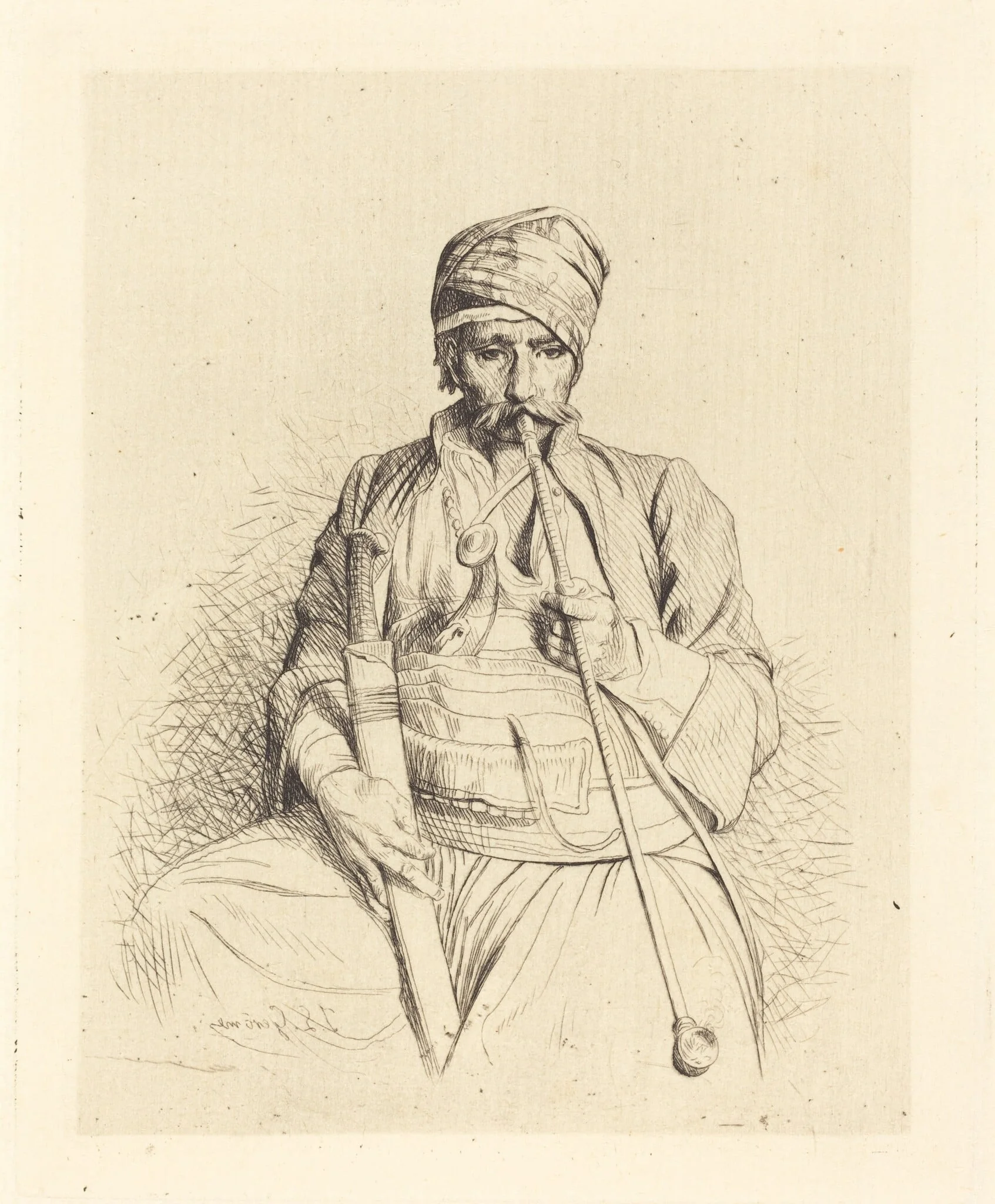 Seated Arab with Pipe, detail