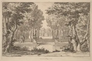 The Two Statues, by Abraham Genoels II, ink, 1682
