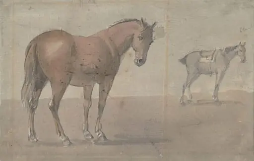 Horses, by Paul Sandby, watercolor, 1750