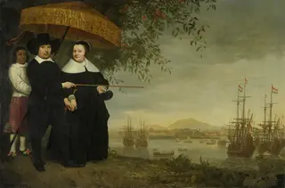 A Chief Merchant of the VOC with his Wife and an Enslaved Servant, by Aelbert Cuyp, oil, 1650