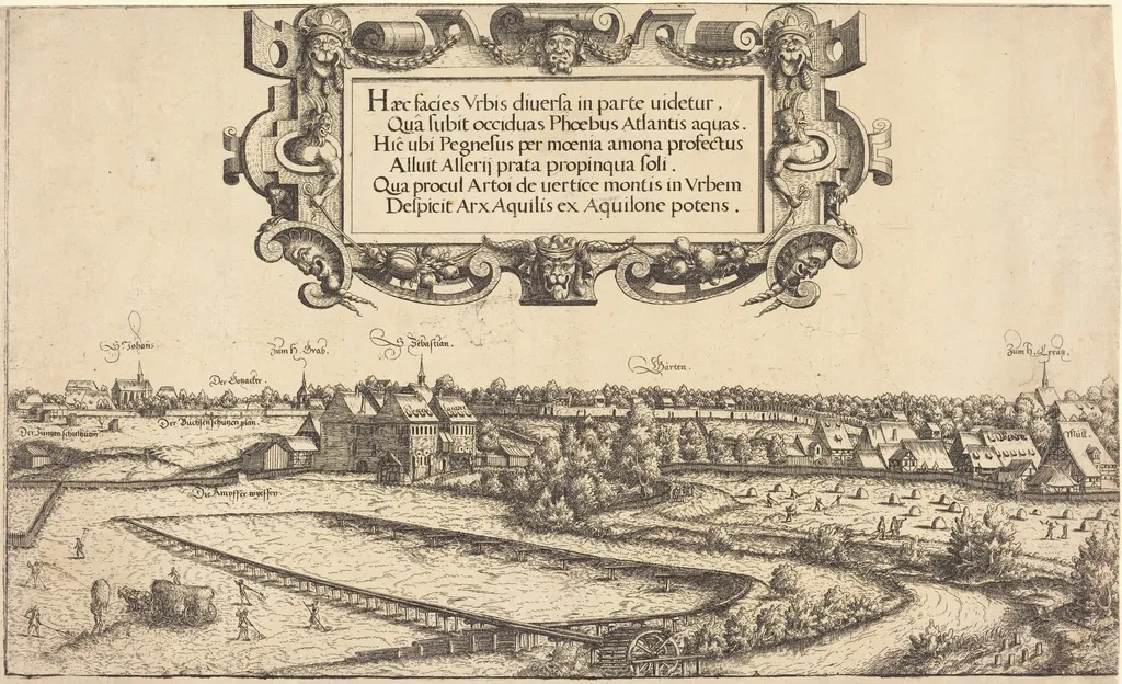 View of Nuremberg from the West [left section], by Hanns Lautensack, ink, 1552