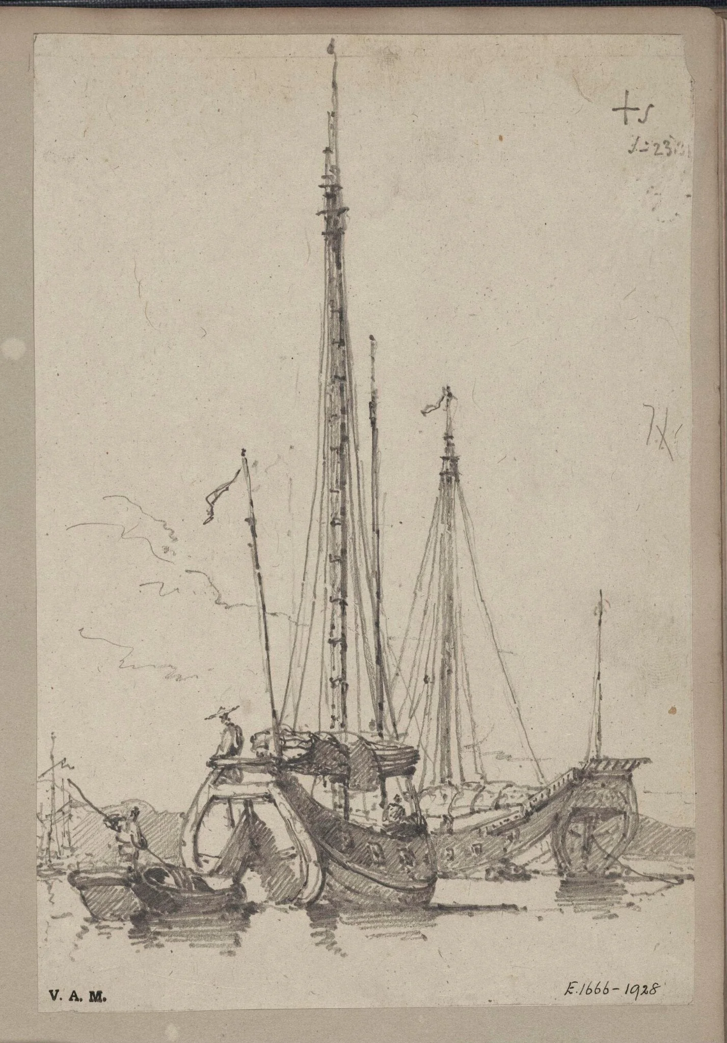 Two junks and a Tanka boat, detail