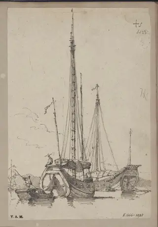 Two junks and a Tanka boat, by George Chinnery, 19