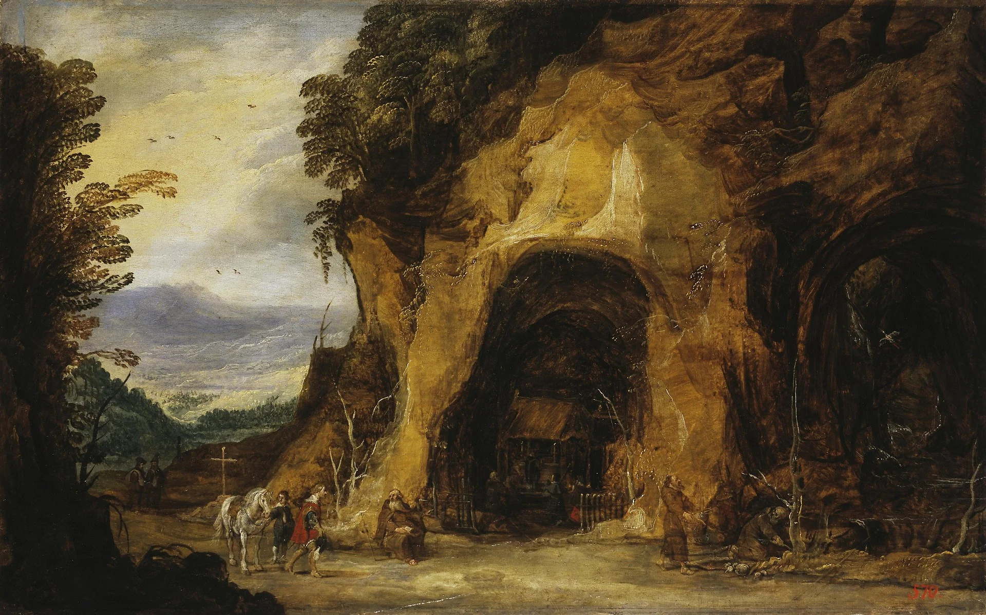 Monks in a Grotto, detail