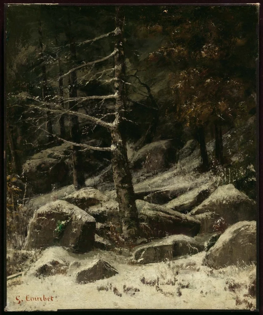 Wooded Hillside in Winter, detail