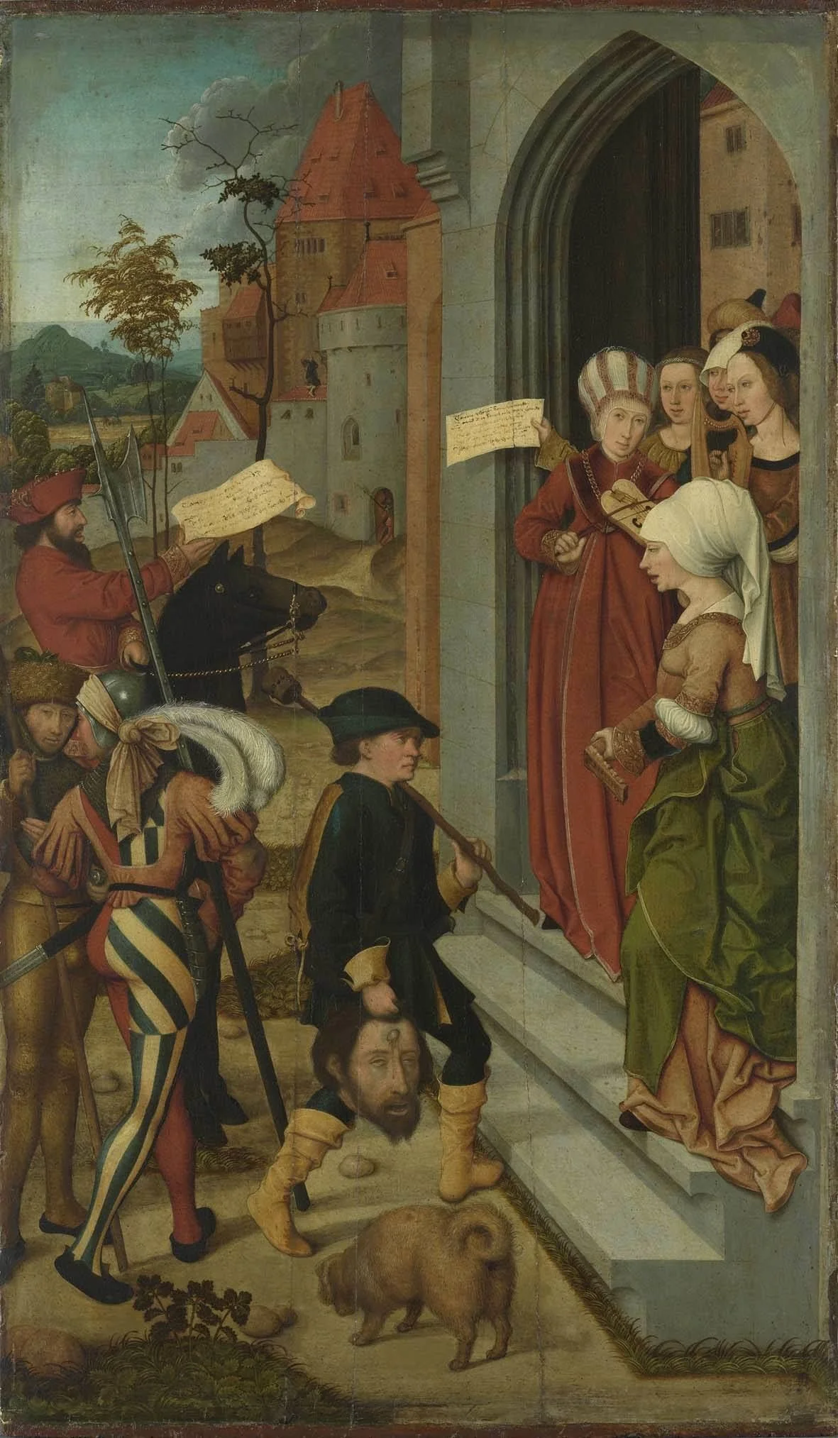 The returning of David with the head Goliath, detail