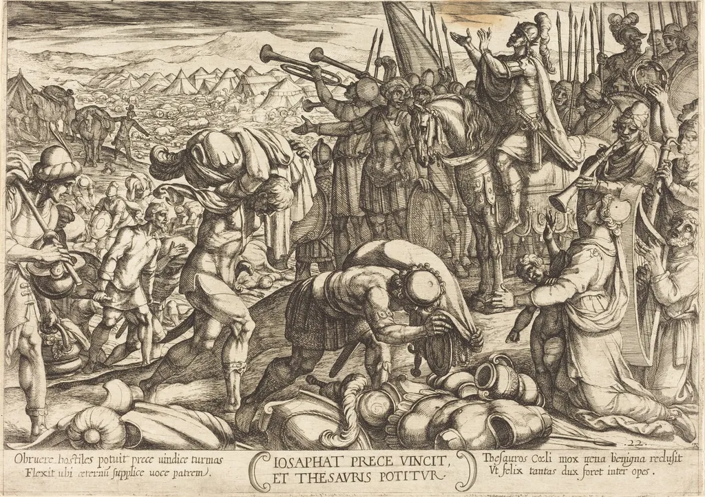 Josaphat Thanking God for His Victory, by Antonio Tempesta, ink, 1613