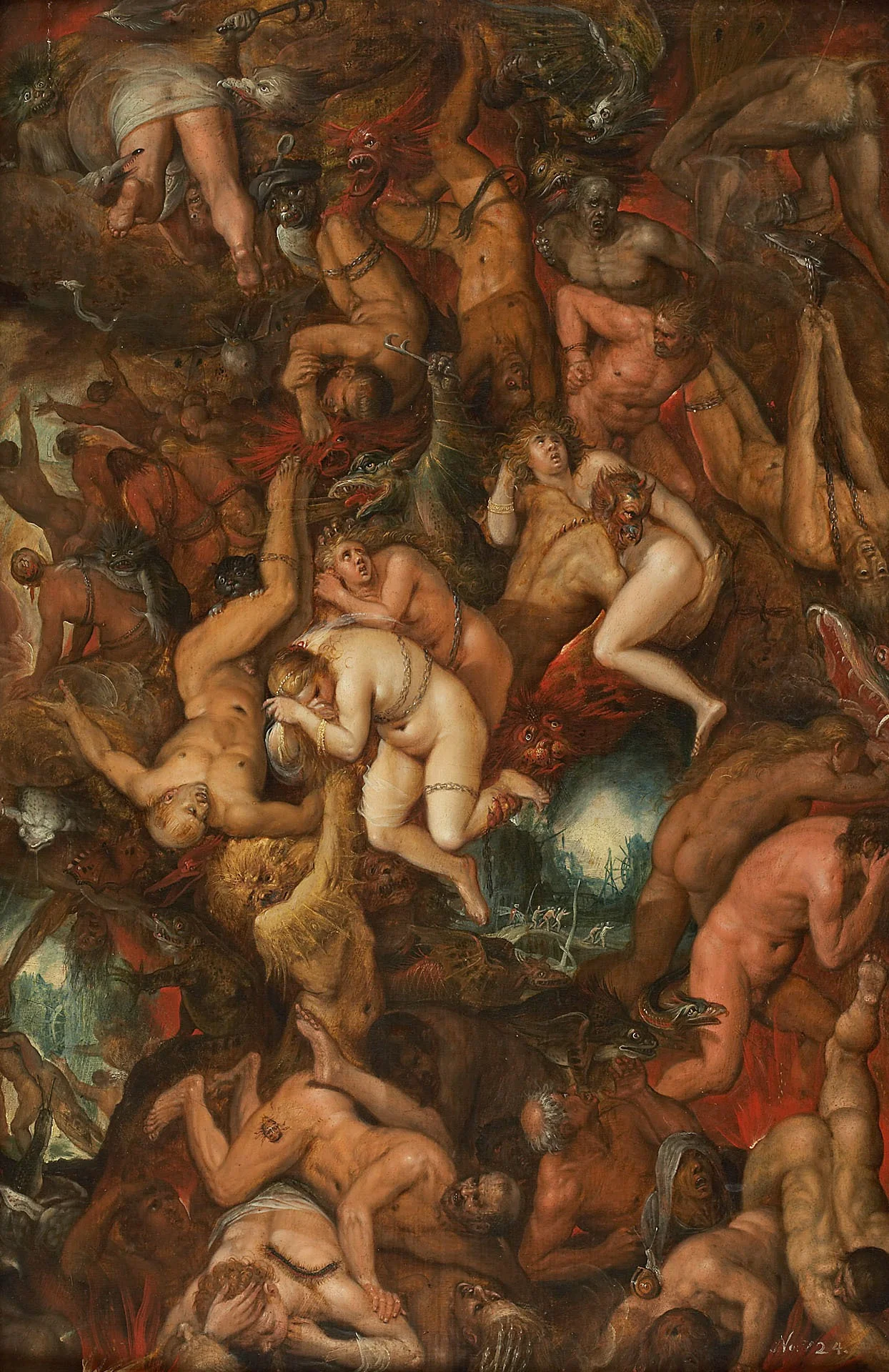 The Damned being cast into Hell, detail