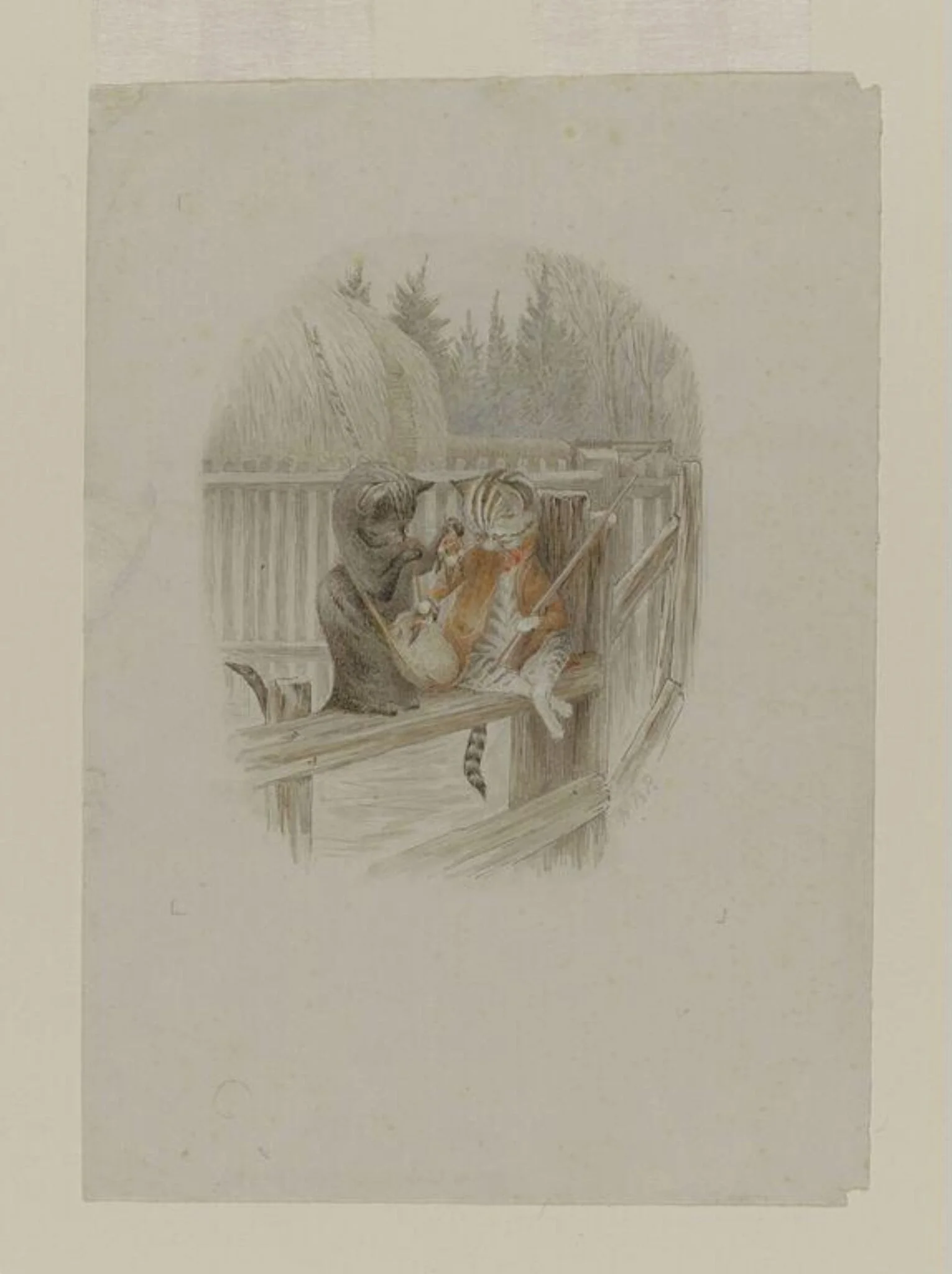 Kittens with game collected for the White Cat's supper, detail