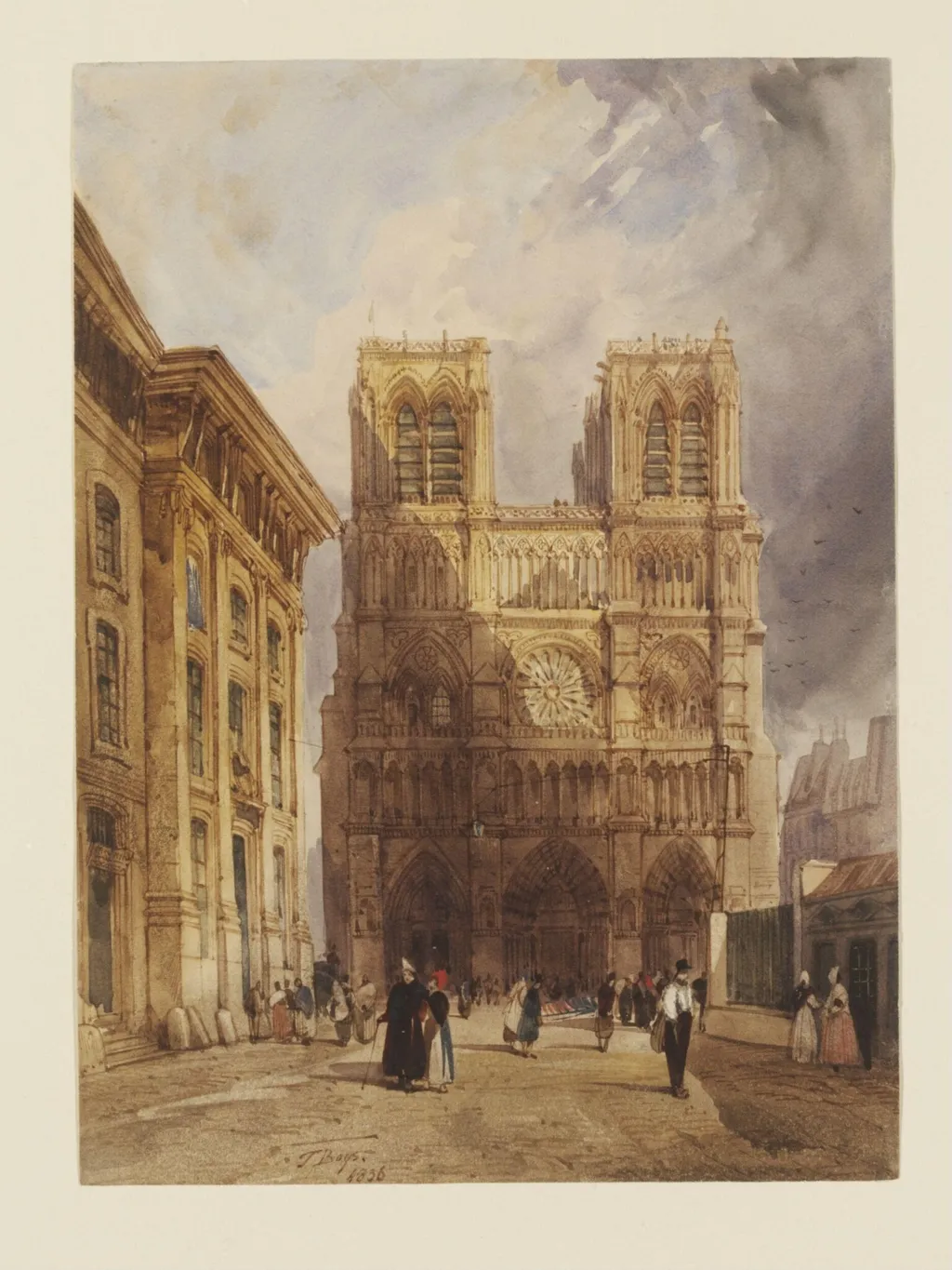 Notre Dame, Paris, by Thomas Shotter Boys, watercolor, 1836