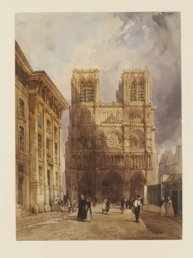 Notre Dame, Paris, by Thomas Shotter Boys, watercolor, 1836