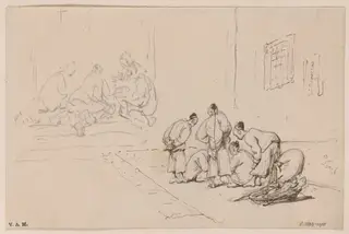 Two drawings of groups of Chinese figures, by George Chinnery, 12