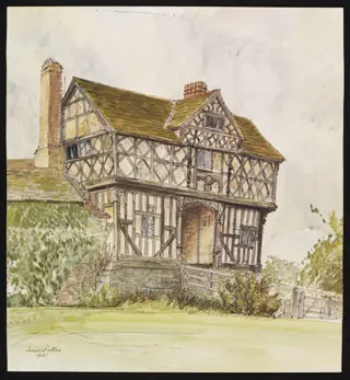 Elizabethan Gatehouse, Stokesay, by Puller, watercolor