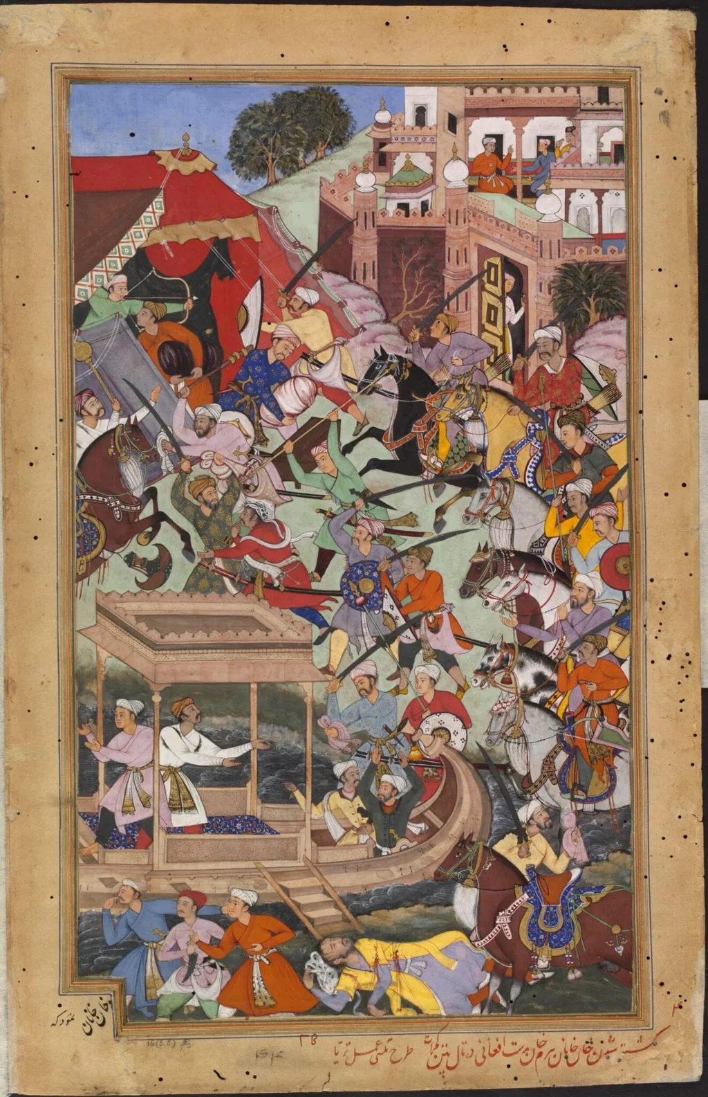 Bairam Khan is Assassinated by an Afghan at Patan, by Tulsi, paint, 1592