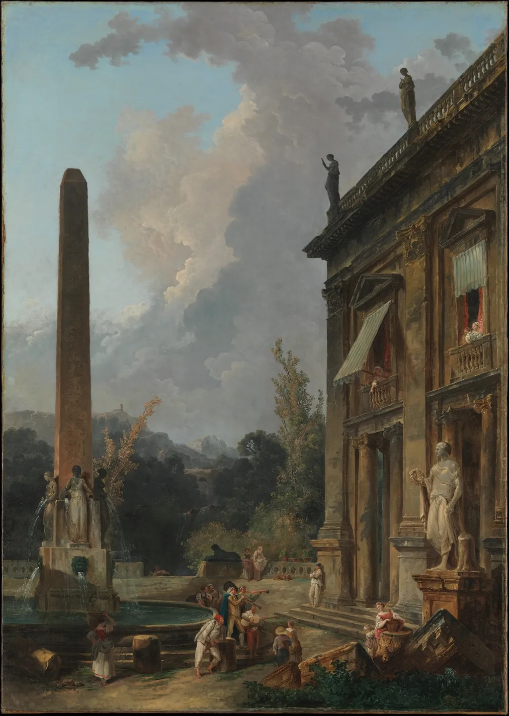 Wandering Minstrels, by Hubert Robert, oil, 1750