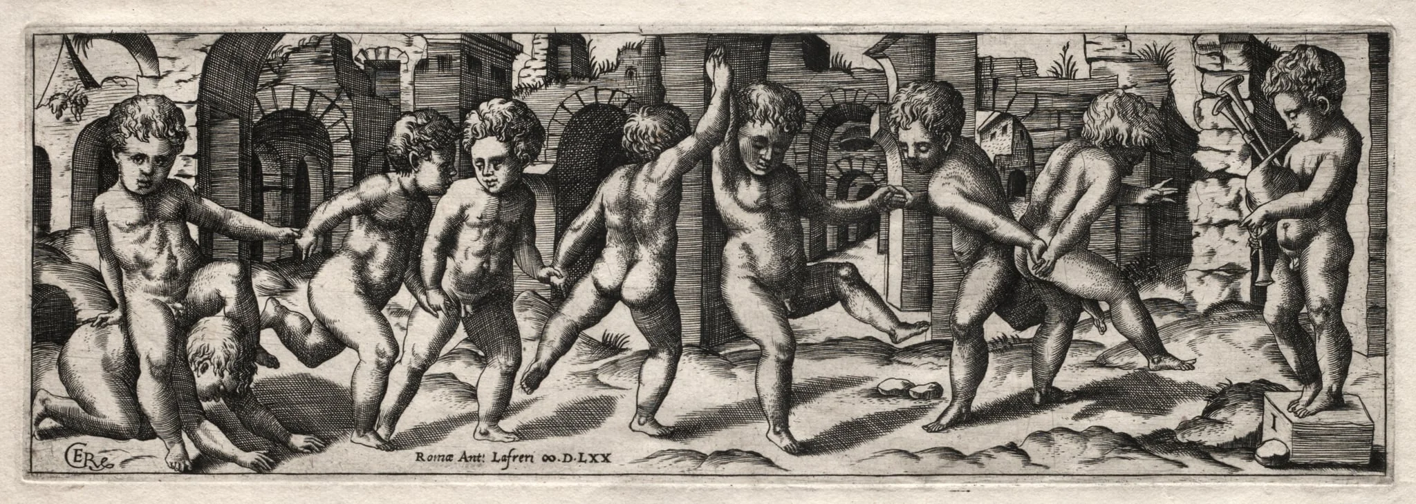 Frieze of Children Dancing to a Bag-pipe, detail