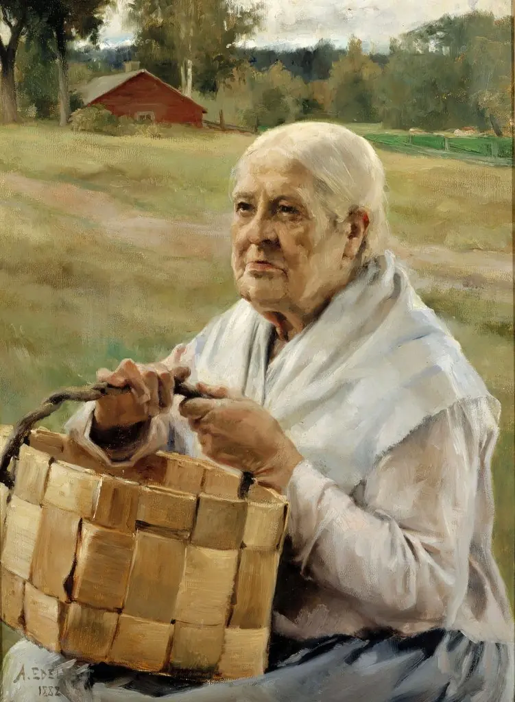 Old Woman with a Chip Basket, by Albert Edelfelt, oil, 1892