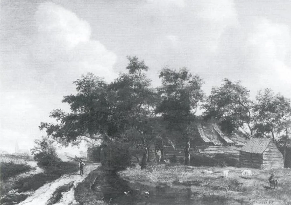 Wooded Landscape with Farmhouses, detail