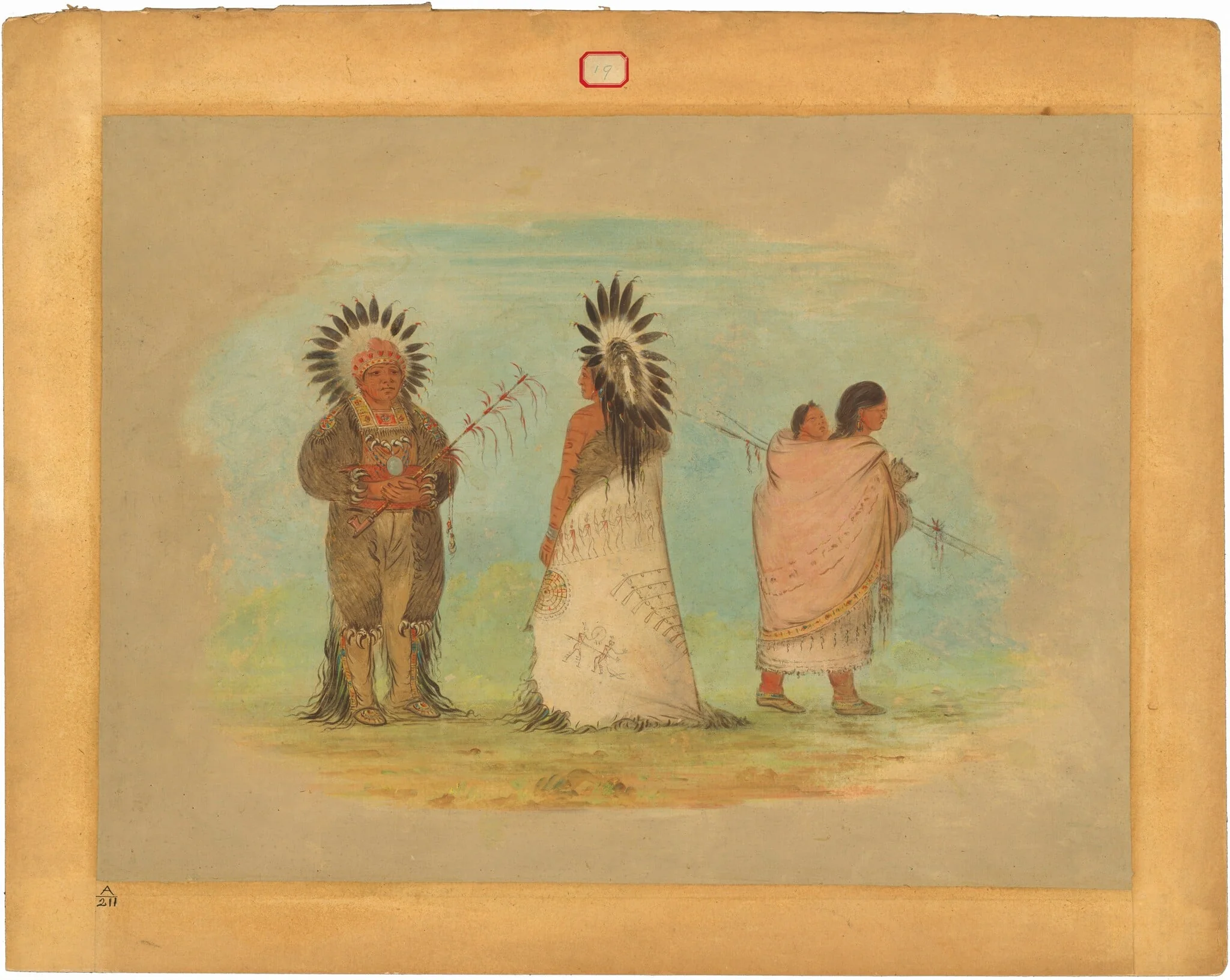 Two Ottoe Chiefs and a Woman, detail