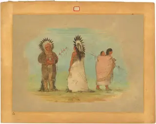 Two Ottoe Chiefs and a Woman, by George Catlin, oil, 1865