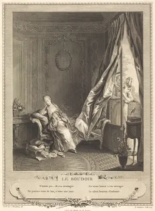 Le boudoir, by Pierre Maleuvre, ink, 1772
