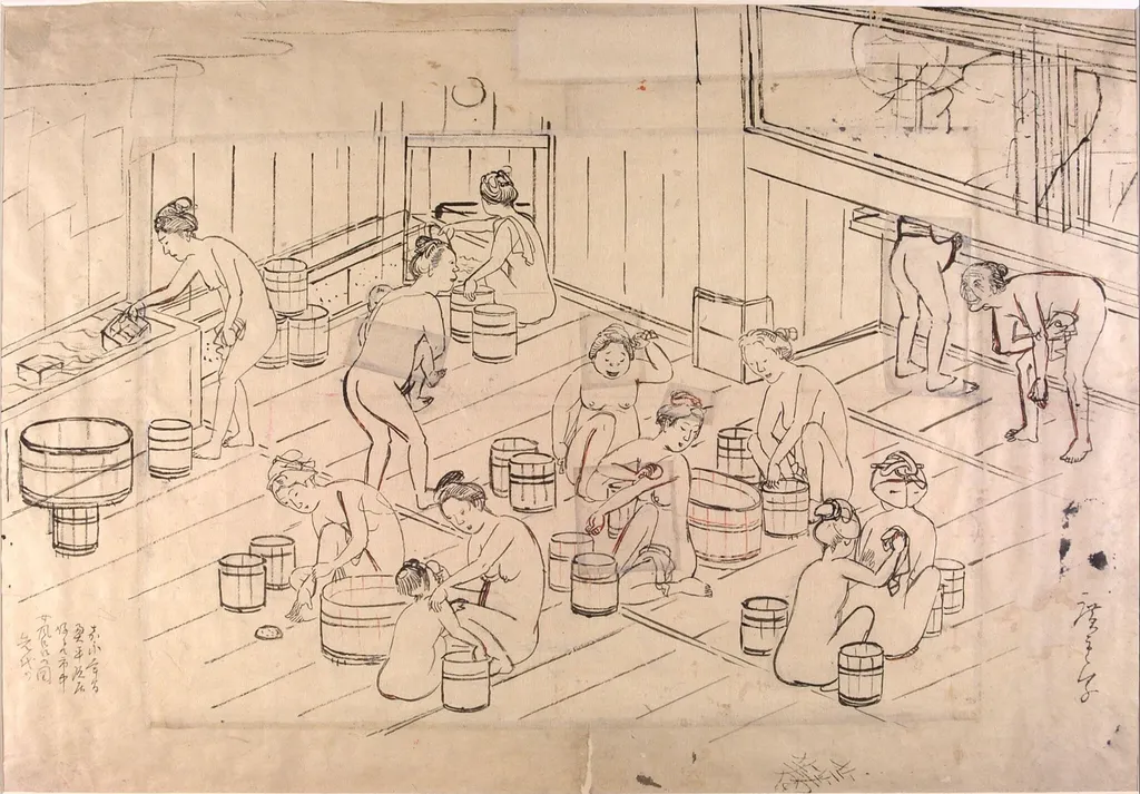 Women's Bathhouse in the City, by Utagawa Hiroshige, paint, 1848