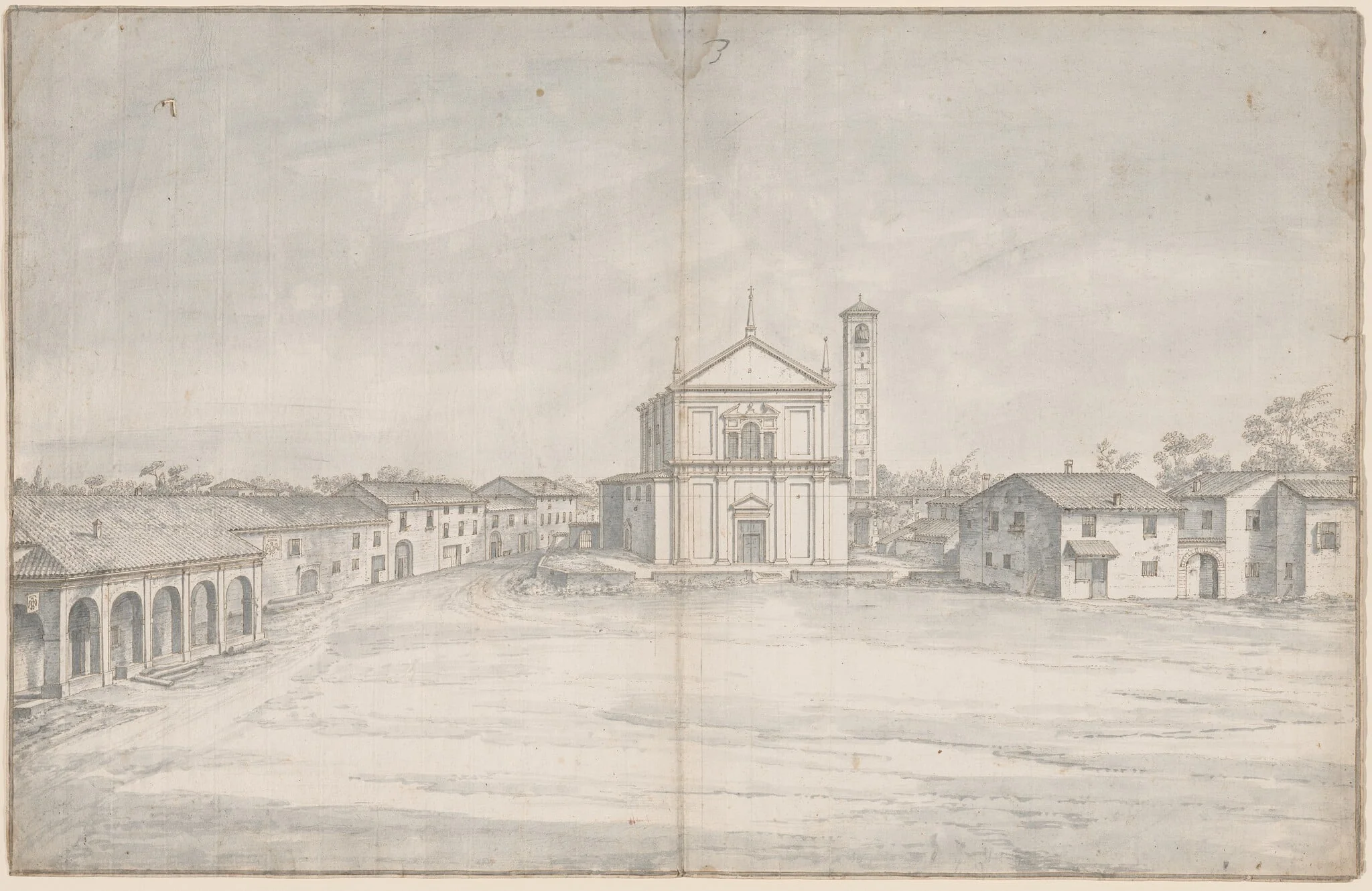 A Town Center with a Church, detail