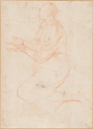 Kneeling Angel, by Pietro Testa, chalk, 1636