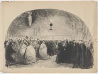 Lourdes, 1914,  25th International Eucharistic Congress, by Jean-Louis Forain, ink, 1914