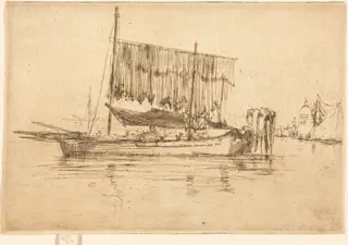 Fishing-Boat, by James McNeill Whistler, ink, 1880