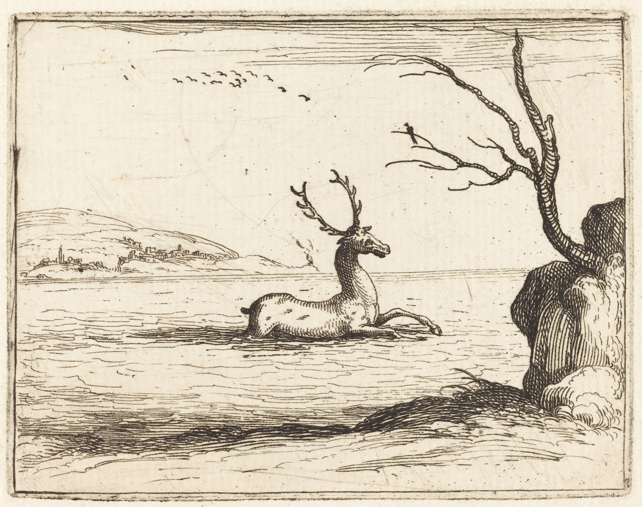 Stag in the Water, detail