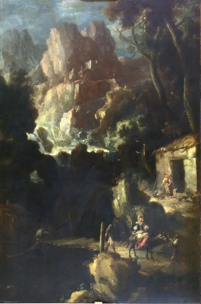 Paisaje con cascada, by Bartolomé Esteban Murillo, oil, 1601